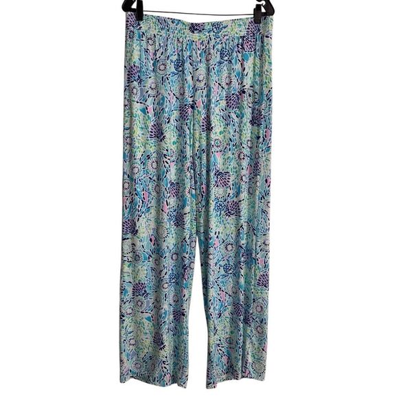 Lilly Pulitzer Lorena Breezy Palazzo Pants L in Blue Ibiza Open Water - Picture 2 of 11